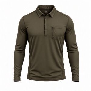 Nau Polo Shirt Mens Large Green Merino Wool Blend Long Sleeve Hiking Performance